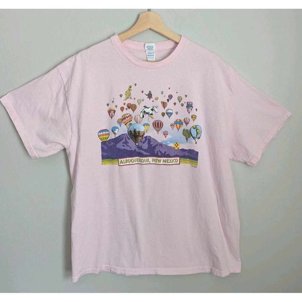Vintage Y2K Albuquerque Balloon Festival Shirt XL Special Shape Pink Cotton EUC